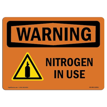 Signmission Safety Sign, OSHA WARNING, 7" Height, 10" Width, Aluminum, Nitrogen In Use, Landscape OS-WS-A-710-L-12261